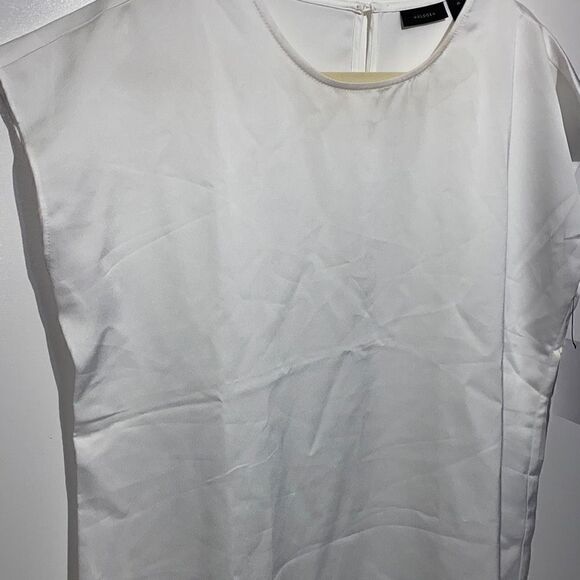 Nordstrom Halogen Women's Sleeveless Open Side Round Neck Satin Top White Size M - Picture 2 of 10